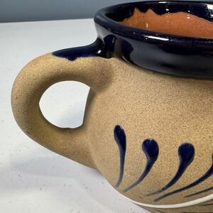 Authentic, Mexican Clay Pottery Blue Mug, Jarritos de Barro Cantaritos Taza Azul